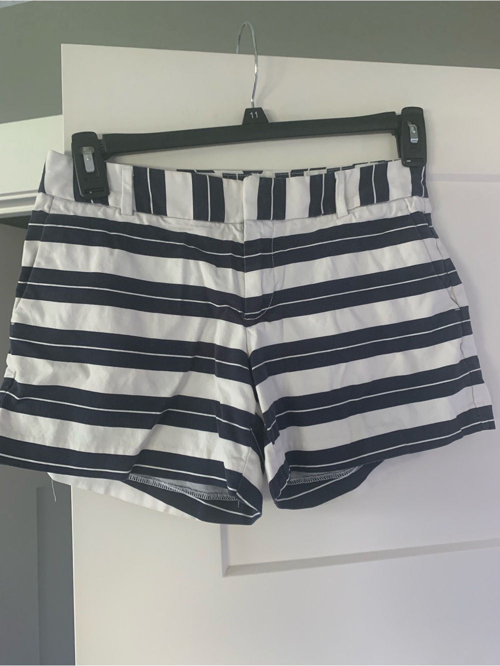 Banana Republic Navy and White Striped Bermuda Shorts